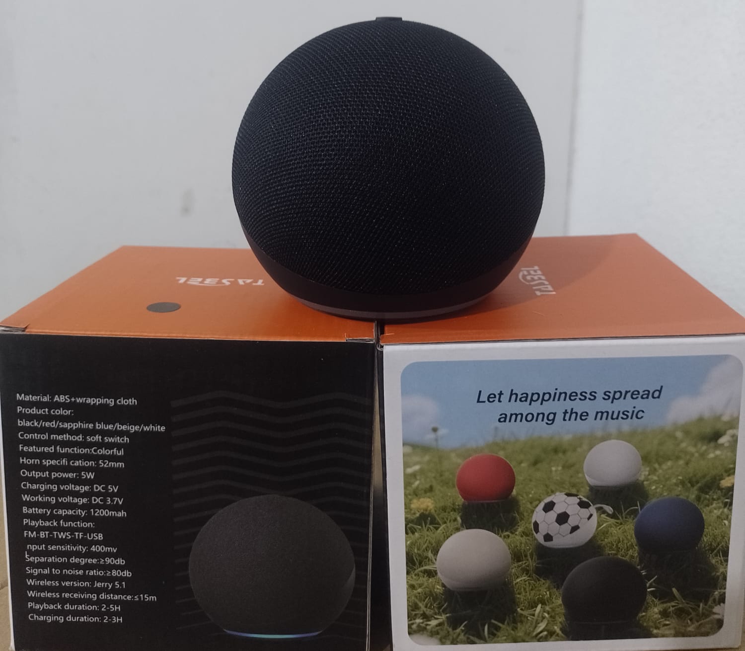 Parlante Bluetooth TASBEL Sphere con Luces LED