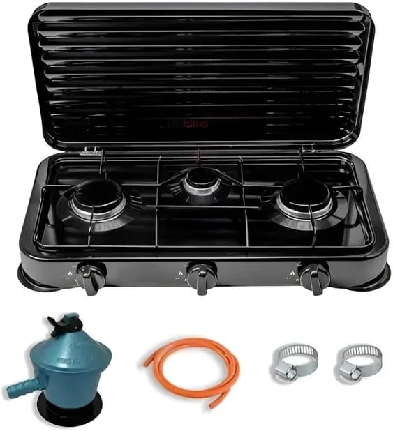 Anafe a Gas 3 Hornallas con Kit de Instalación